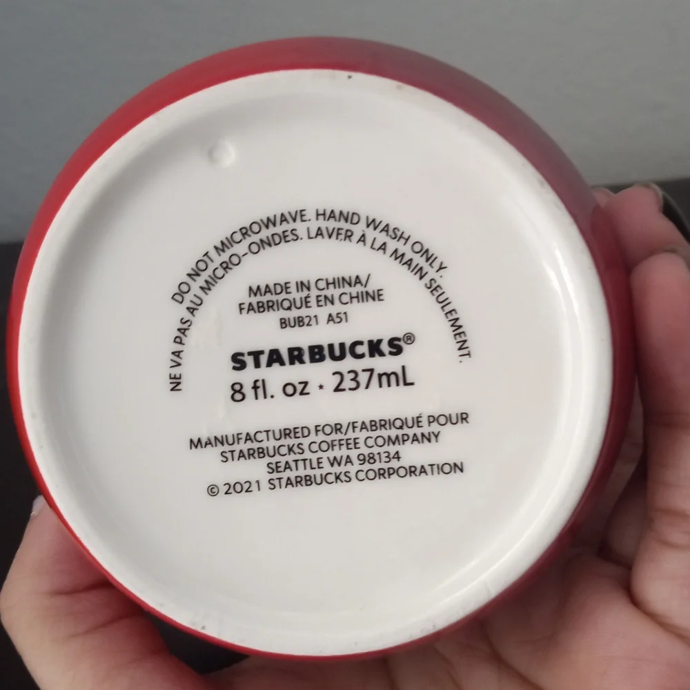 Starbucks Women's / Men's Shiny Ceramic Mug Size Small 8oz Red - Picture 4 of 5
